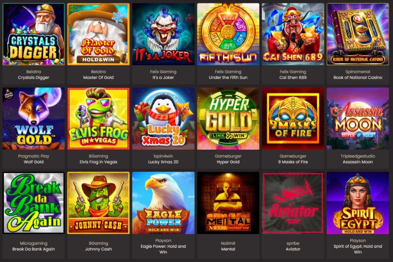 Eine Slot Auswahl im National Casino